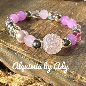 Maxi beads pink Quartz beaded bracelet